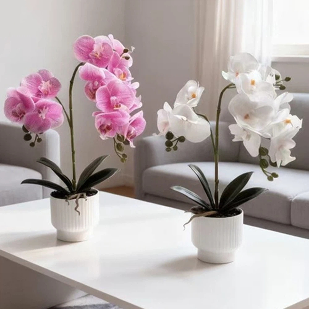 Orchid Potting Mix - Orquídea Borboleta Artificial Multi-Bloom com Vaso