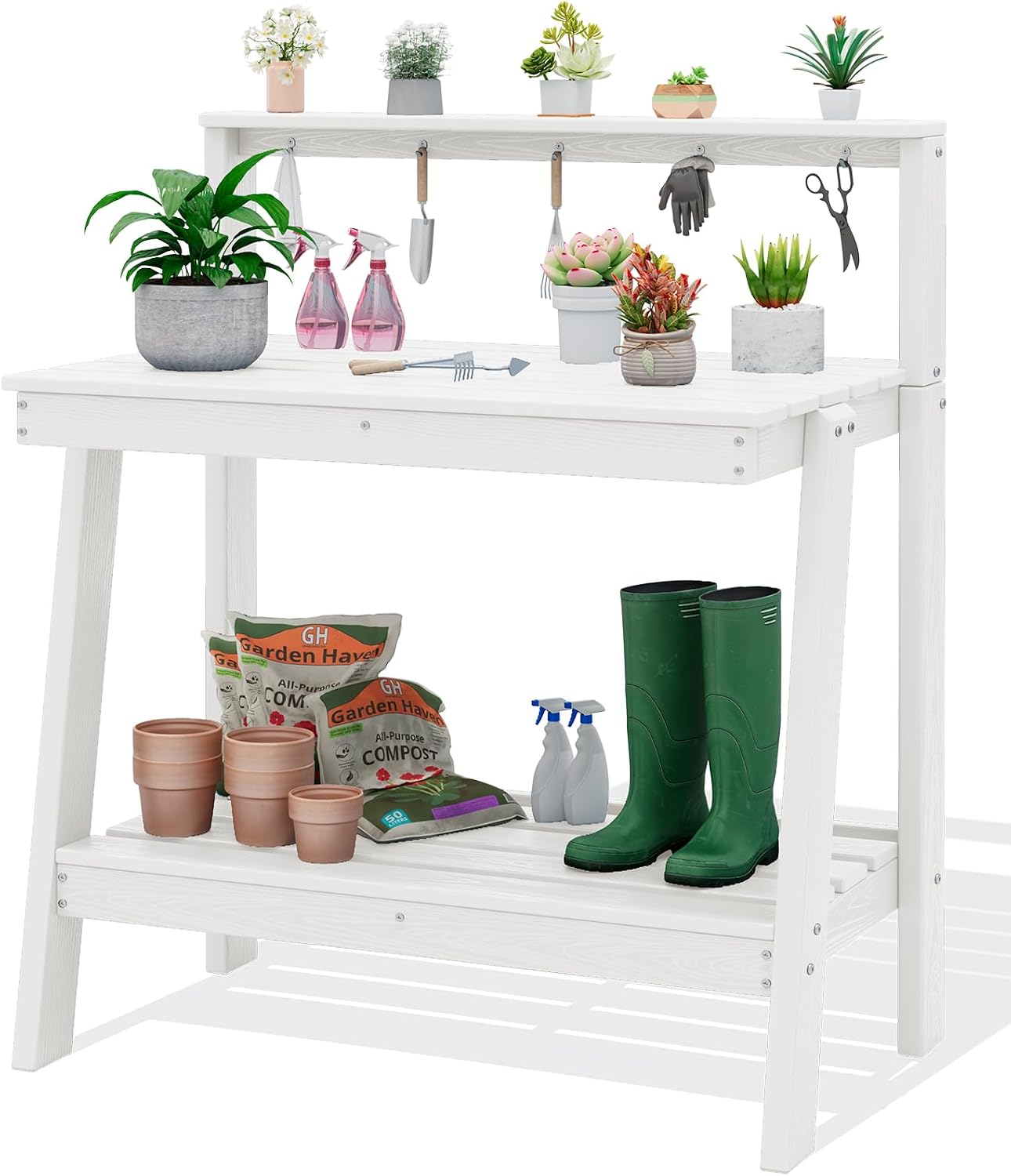 Gardening Tools Heavy Duty - Bancada de Jardinagem Externa com Armazenamento,