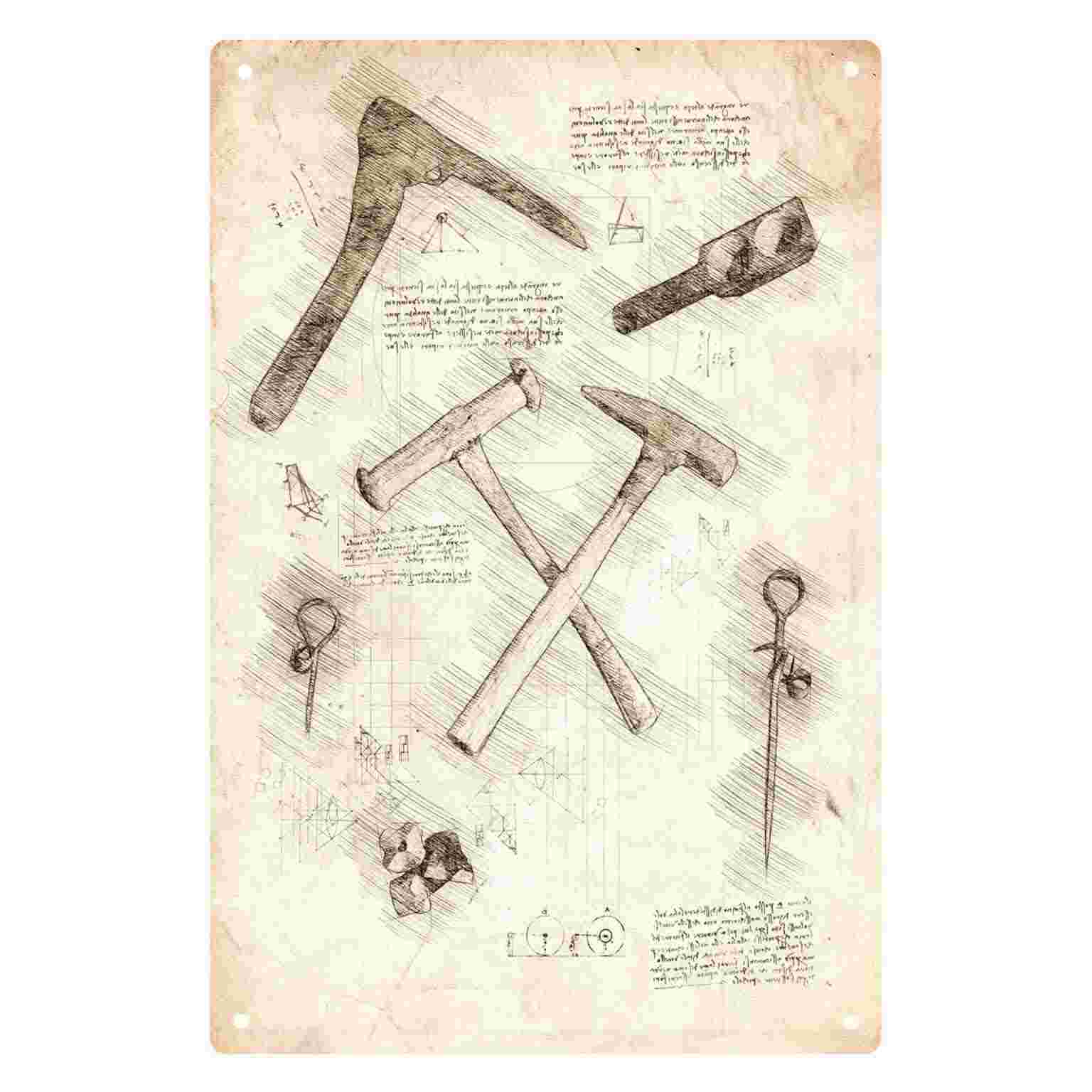Placa de Metal Decorativa 2D P - Gardening Tools Sketch avaliação e preço