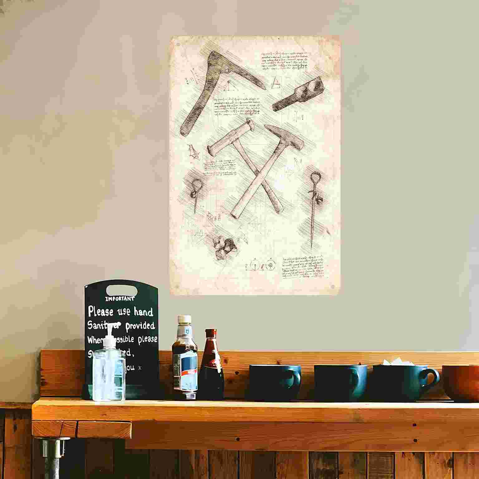 Placa de Metal Decorativa 2D P - Gardening Tools Sketch avaliação e preço