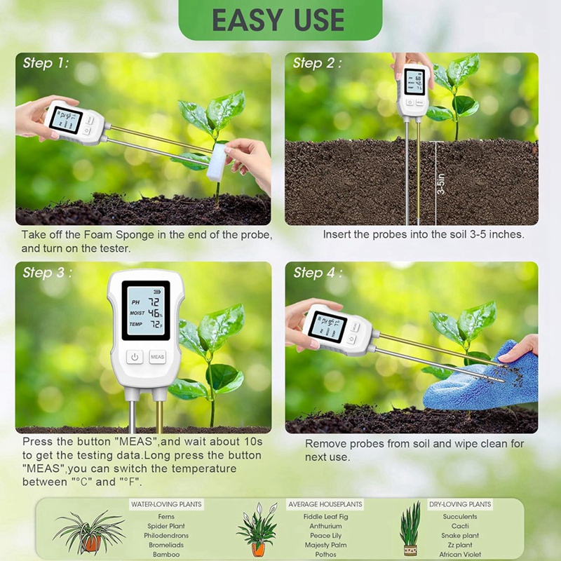 Medidor de Umidade do Solo 3 e - Soil Ph Meter avaliação e preço