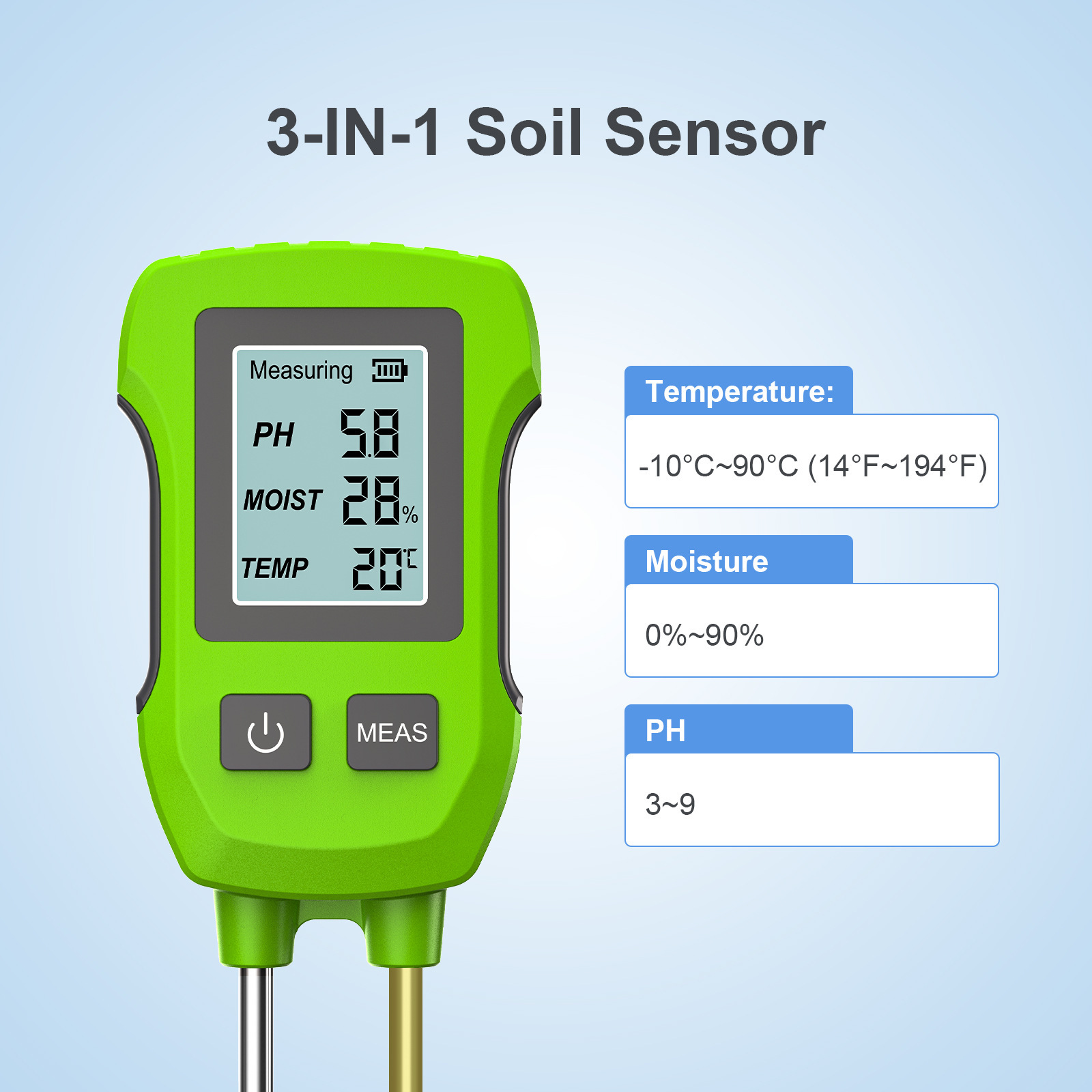 Medidor de solo 3 em 1 com dis - Soil Ph Meter avaliação e preço
